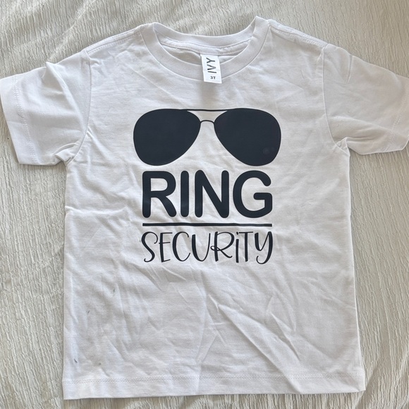 Other - Ring Bearer White Graphic Tee with Sunglasses Print
